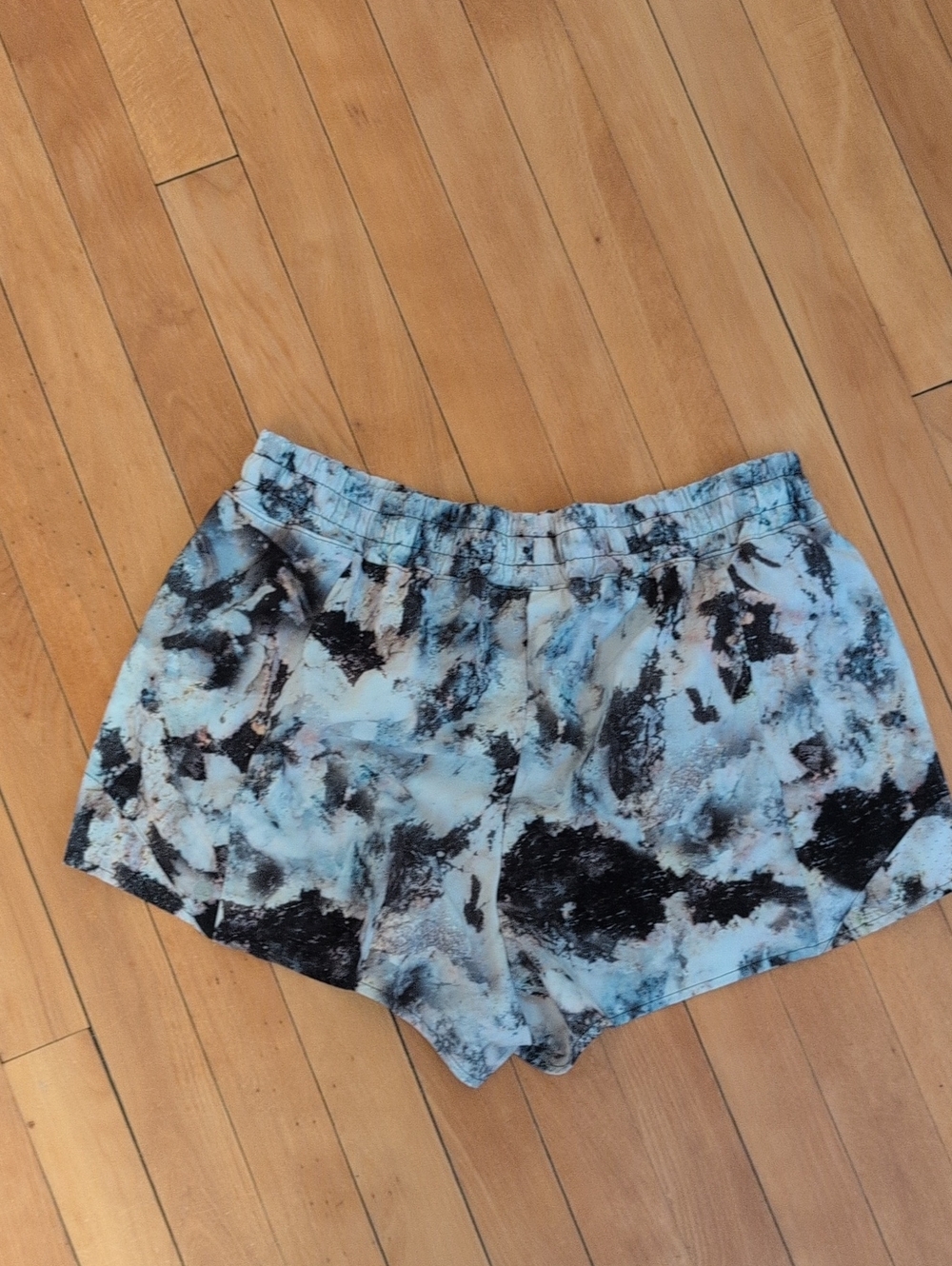 Light Blue & Black Patterned Women’s Athletic Shorts